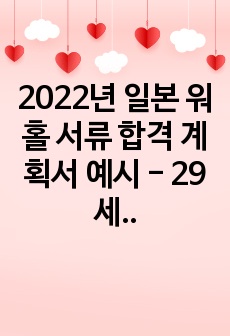2022년 일본 워홀 서류 합격 계획서 예시 - 29세 남성
