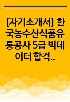 [자기소개서] 한국농수산식품유통공사 5급 빅데이터 합격 자소서