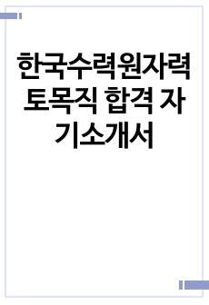 한국수력원자력 토목직 합격 자기소개서