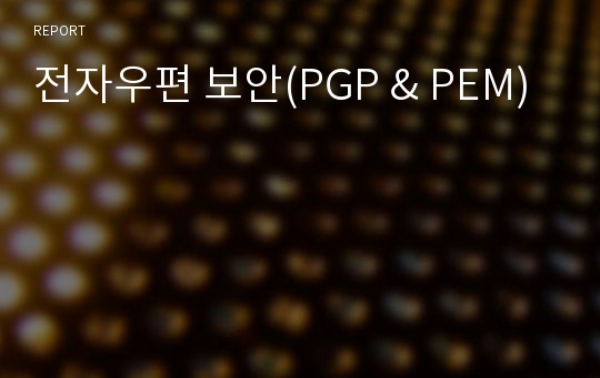 전자우편 보안(PGP &amp; PEM)