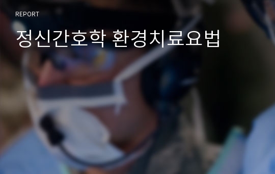 정신간호학 환경치료요법