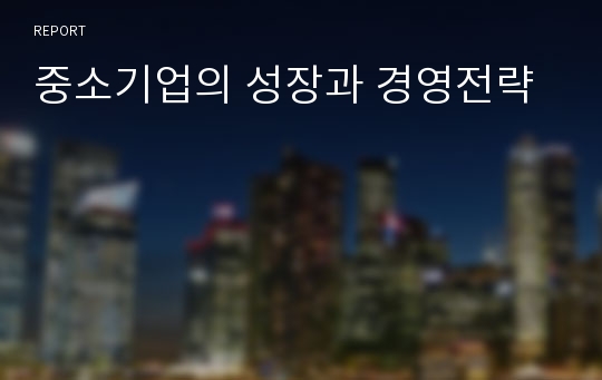 중소기업의 성장과 경영전략