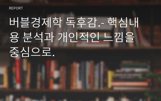 버블경제학 독후감.- 핵심내용 분석과 개인적인 느낌을 중심으로.