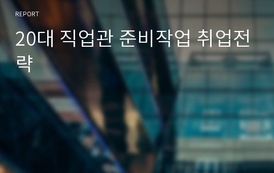 20대 직업관 준비작업 취업전략