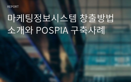 마케팅정보시스템 창출방법 소개와 POSPIA 구축사례