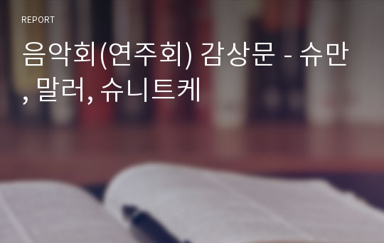 음악회(연주회) 감상문 - 슈만, 말러, 슈니트케