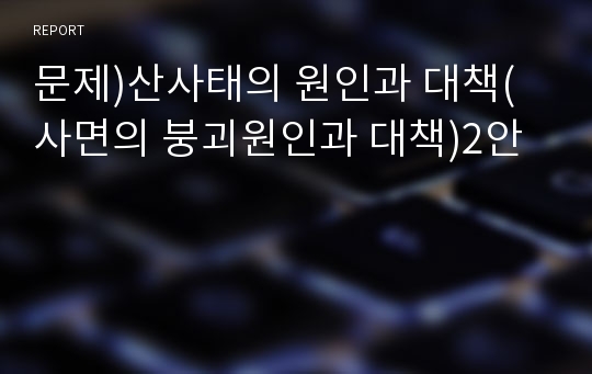 문제)산사태의 원인과 대책(사면의 붕괴원인과 대책)2안