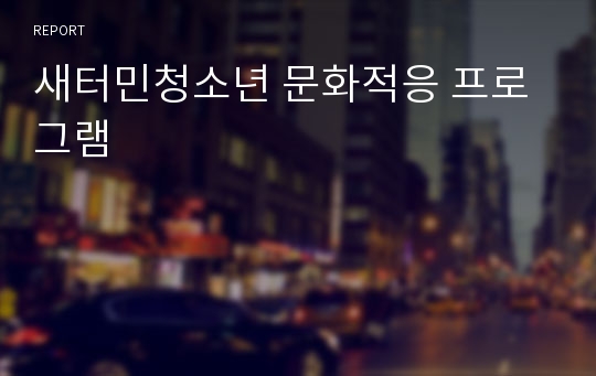 새터민청소년 문화적응 프로그램