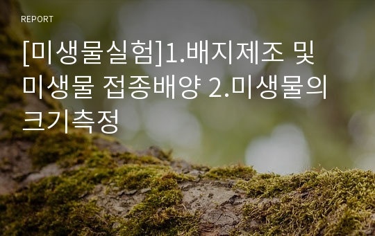 [미생물실험]1.배지제조 및 미생물 접종배양 2.미생물의 크기측정