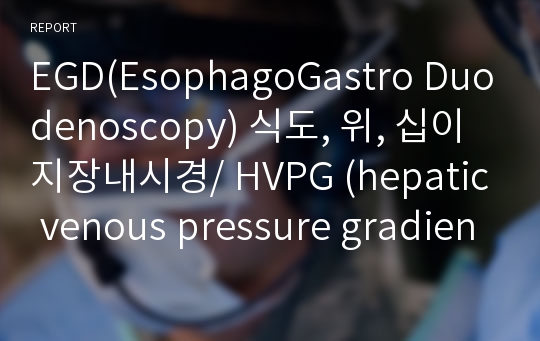 EGD(EsophagoGastro Duodenoscopy) 식도, 위, 십이지장내시경/ HVPG (hepatic venous pressure gradient) : 간정맥압력차/ ERCP 검사실 보고서