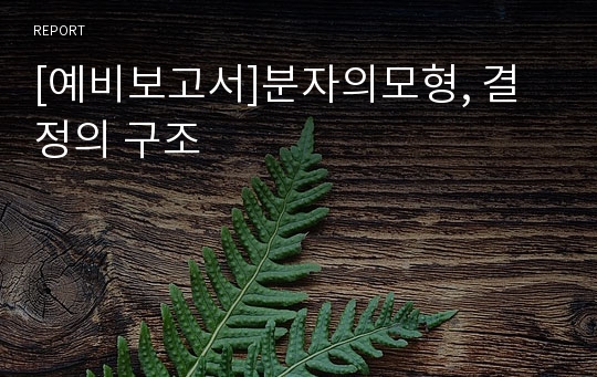 [예비보고서]분자의모형, 결정의 구조