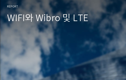 WIFI와 Wibro 및 LTE