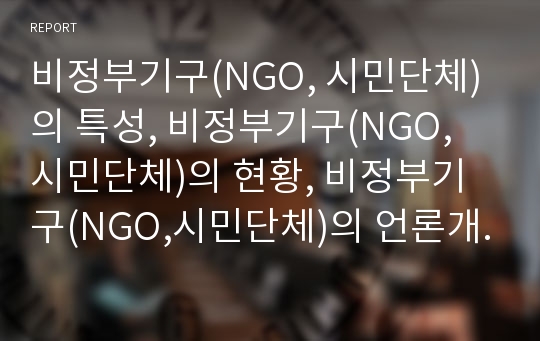 비정부기구(NGO, 시민단체)의 특성, 비정부기구(NGO, 시민단체)의 현황, 비정부기구(NGO,시민단체)의 언론개혁운동, 부패방지운동, 비정부기구(NGO,시민단체)의 제고 방향