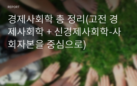 경제사회학 총 정리(고전 경제사회학 + 신경제사회학-사회자본을 중심으로)