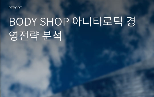 BODY SHOP 아니타로딕 경영전략 분석