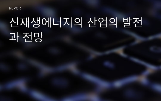 신재생에너지의 산업의 발전과 전망