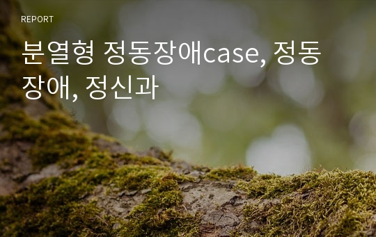 분열형 정동장애case, 정동장애, 정신과