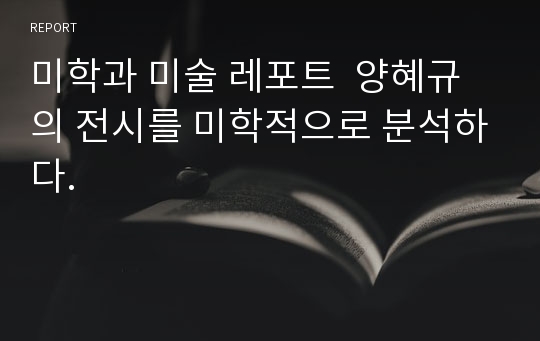 미학과 미술 레포트  양혜규의 전시를 미학적으로 분석하다.