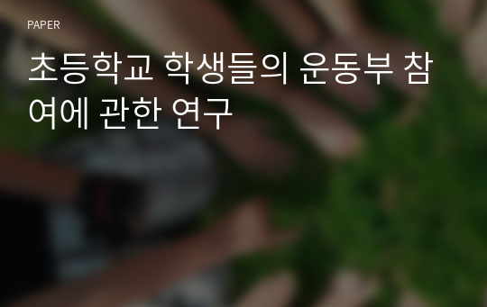 초등학교 학생들의 운동부 참여에 관한 연구