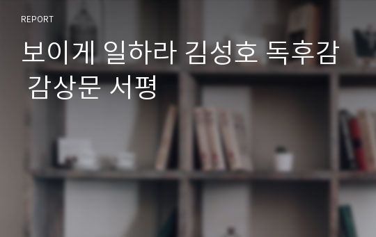 보이게 일하라 김성호 독후감 감상문 서평