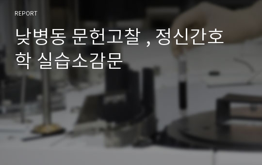 낮병동 문헌고찰 , 정신간호학 실습소감문