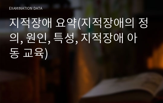 지적장애 요약(지적장애의 정의, 원인, 특성, 지적장애 아동 교육)