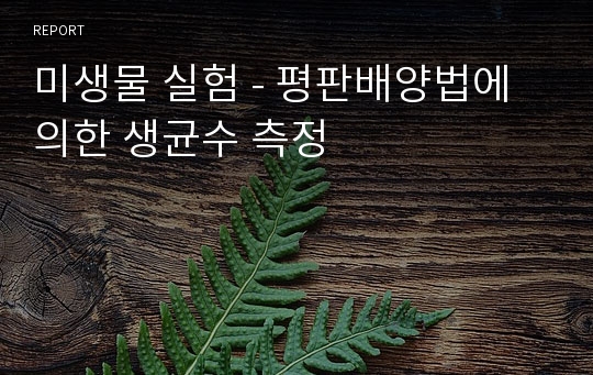 미생물 실험 - 평판배양법에 의한 생균수 측정