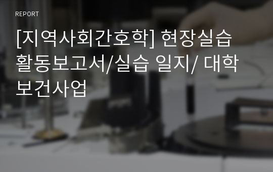 [지역사회간호학] 현장실습 활동보고서/실습 일지/ 대학보건사업