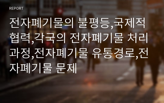 전자폐기물의 불평등,국제적 협력,각국의 전자폐기물 처리과정,전자폐기물 유통경로,전자폐기물 문제