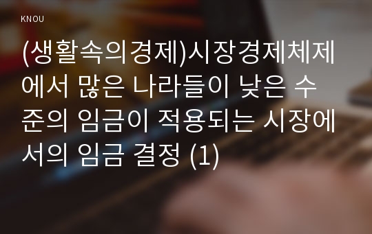 (생활속의경제)시장경제체제에서 많은 나라들이 낮은 수준의 임금이 적용되는 시장에서의 임금 결정 (1)