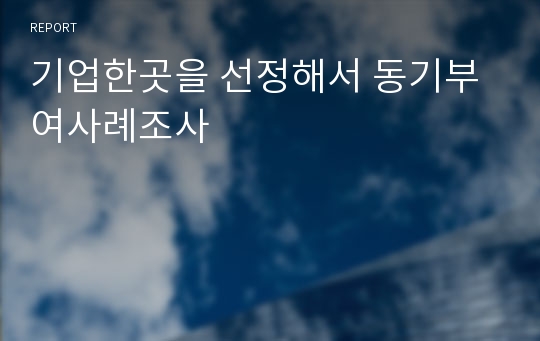 기업한곳을 선정해서 동기부여사례조사 