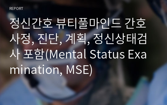 정신간호 뷰티풀마인드 간호사정, 진단, 계획, 정신상태검사 포함(Mental Status Examination, MSE)