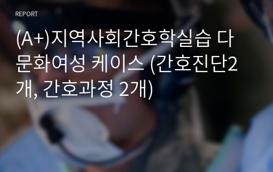 (A+)지역사회간호학실습 다문화여성 케이스 (간호진단2개, 간호과정 2개)