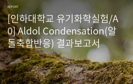 [인하대학교 유기화학실험/A0] Aldol Condensation(알돌축합반응) 결과보고서