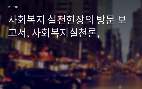 사회복지 실천현장의 방문 보고서, 사회복지실천론,