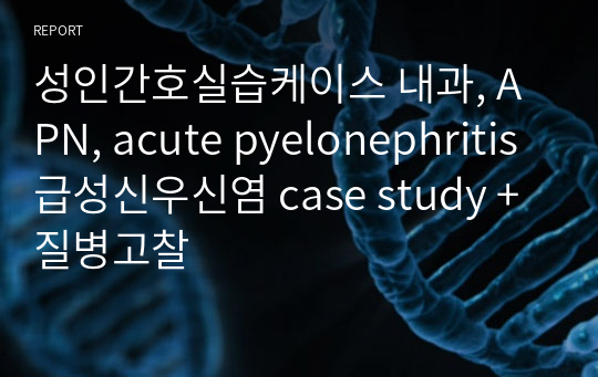 성인간호실습케이스 내과, APN, acute pyelonephritis 급성신우신염 case study + 질병고찰