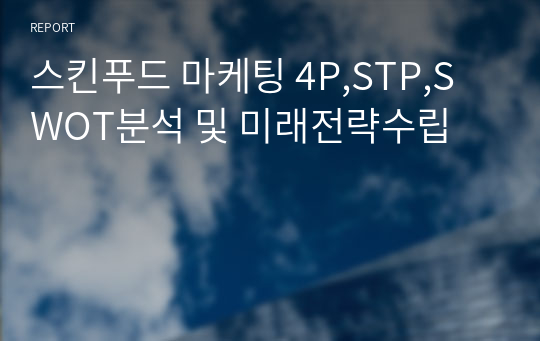 스킨푸드 마케팅 4P,STP,SWOT분석 및 미래전략수립