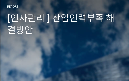 [인사관리 ] 산업인력부족 해결방안