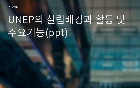 UNEP의 설립배경과 활동 및 주요기능(ppt)