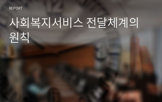 사회복지서비스 전달체계의 원칙