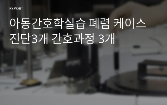 아동간호학실습 폐렴 케이스 진단3개 간호과정 3개