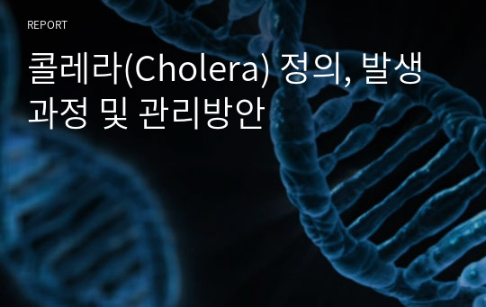 콜레라(Cholera) 정의, 발생과정 및 관리방안