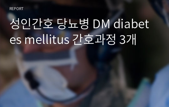 성인간호 당뇨병 DM diabetes mellitus 간호과정 3개