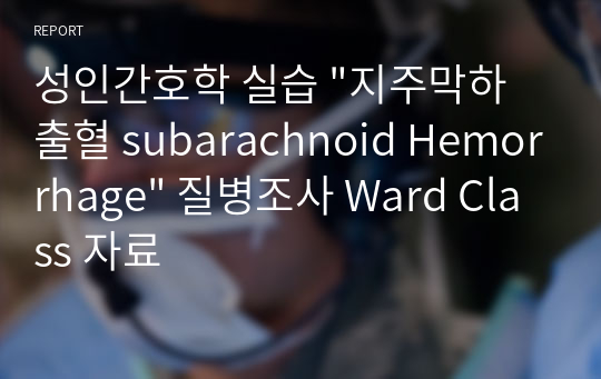 성인간호학 실습 &quot;지주막하 출혈 subarachnoid Hemorrhage&quot; 질병조사 Ward Class 자료