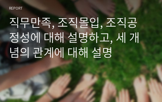 직무만족, 조직몰입, 조직공정성에 대해 설명하고, 세 개념의 관계에 대해 설명