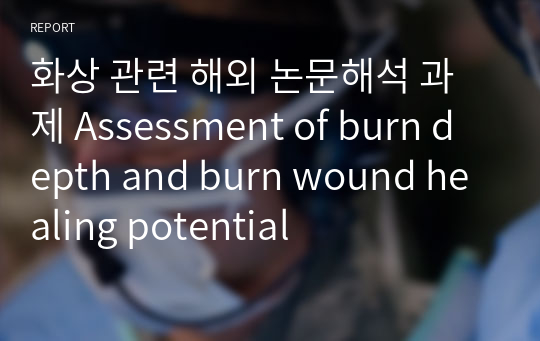 화상 관련 해외 논문해석 과제 Assessment of burn depth and burn wound healing potential