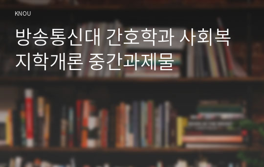 방송통신대 간호학과 사회복지학개론 중간과제물