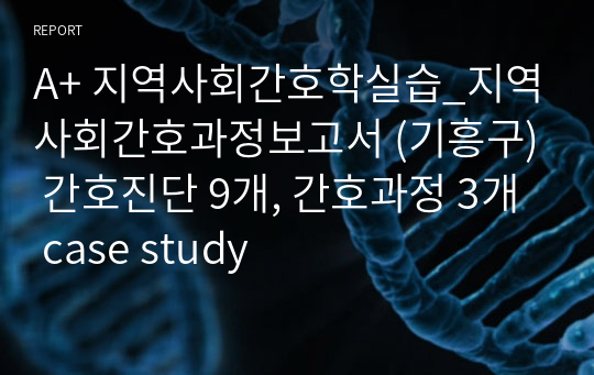 A+ 지역사회간호학실습_지역사회간호과정보고서 (기흥구) 간호진단 9개, 간호과정 3개 case study