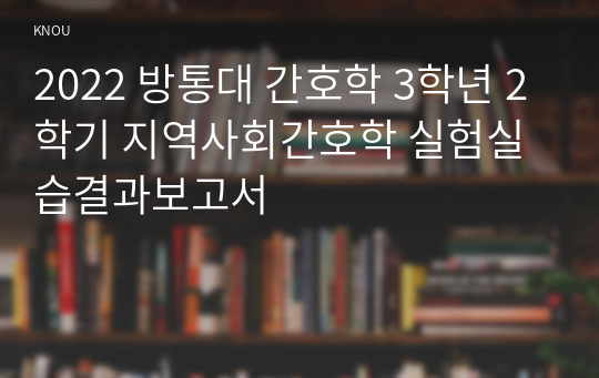 2022 방통대 간호학 3학년 2학기 지역사회간호학 실험실습결과보고서