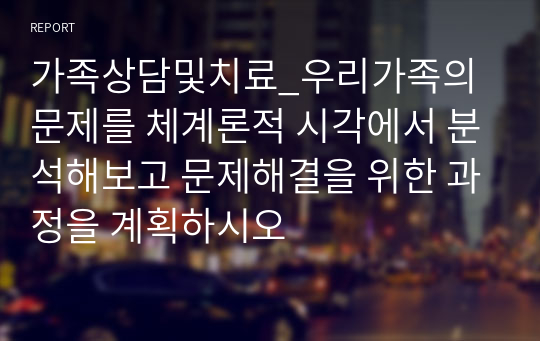 가족상담및치료_우리가족의 문제를 체계론적 시각에서 분석해보고 문제해결을 위한 과정을 계획하시오